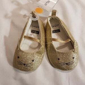 Carter's New gold sparkly crib shoes